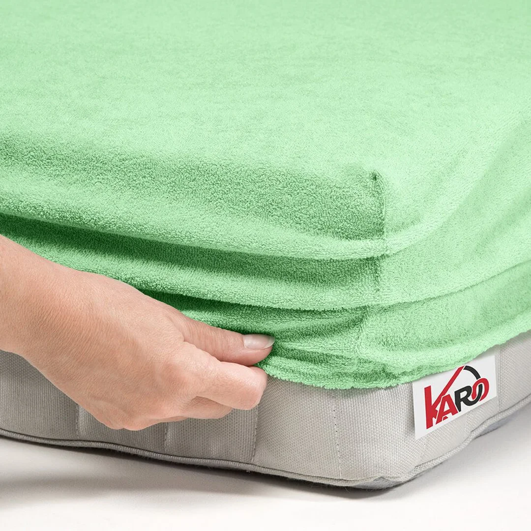 Prześcieradło frotte z gumką 120x200 seledynowe 012 grube 200g/m2 KARO — zdjęcie 2