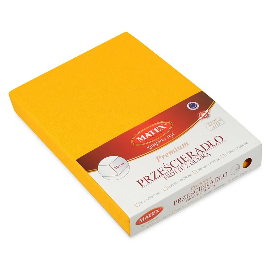 Prześcieradło frotte z gumką 120x200 żółte 05 Premium — zdjęcie 3