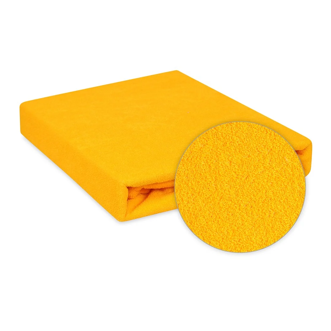Prześcieradło frotte z gumką 120x200 żółte 05 Premium — zdjęcie 7