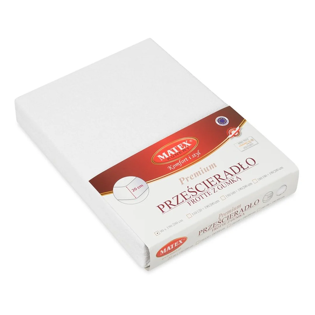 Prześcieradło frotte z gumką 140x200 białe 01 Classic — zdjęcie 8