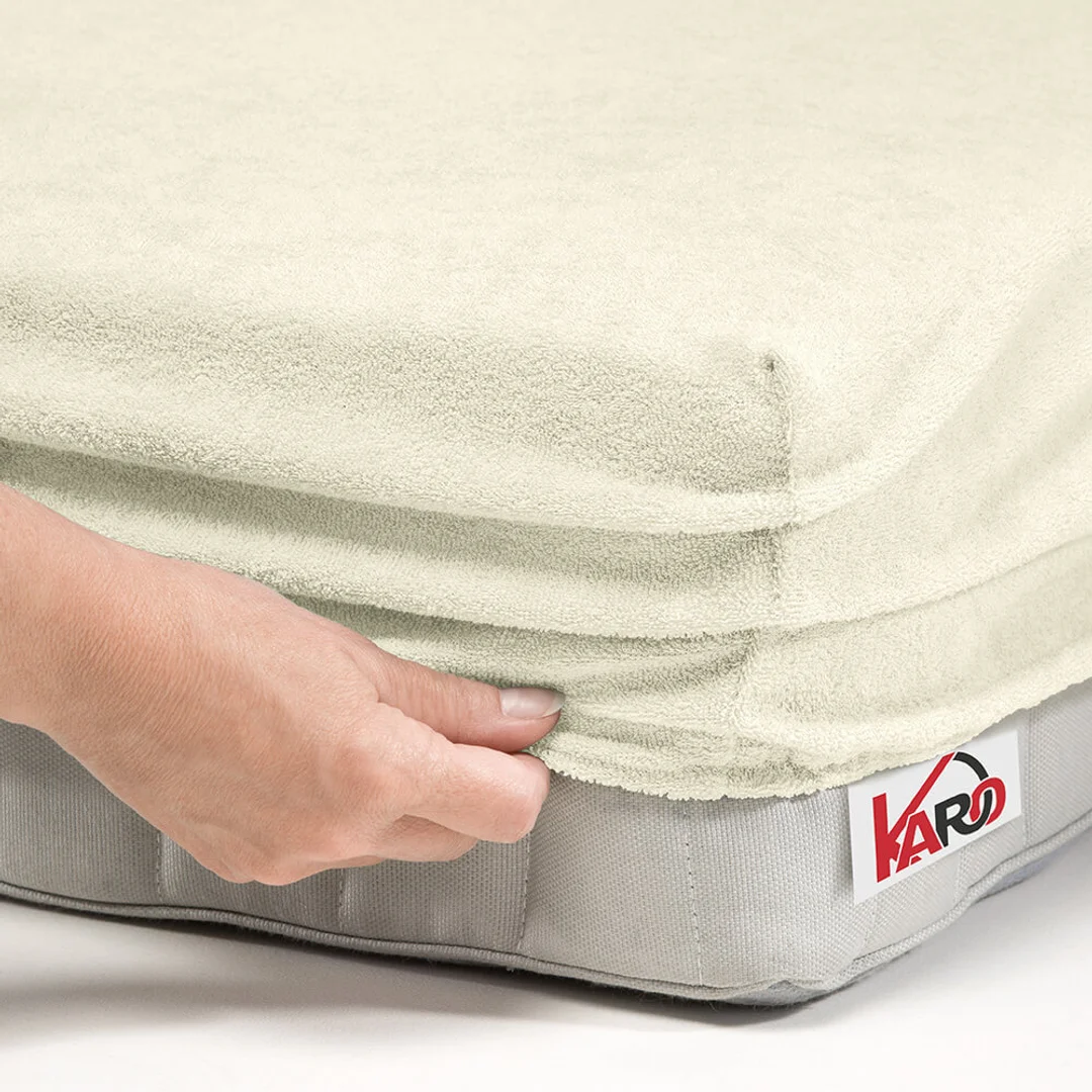 Prześcieradło frotte z gumką 140x200 ekri 002 grube 200g/m2 KARO — zdjęcie 2