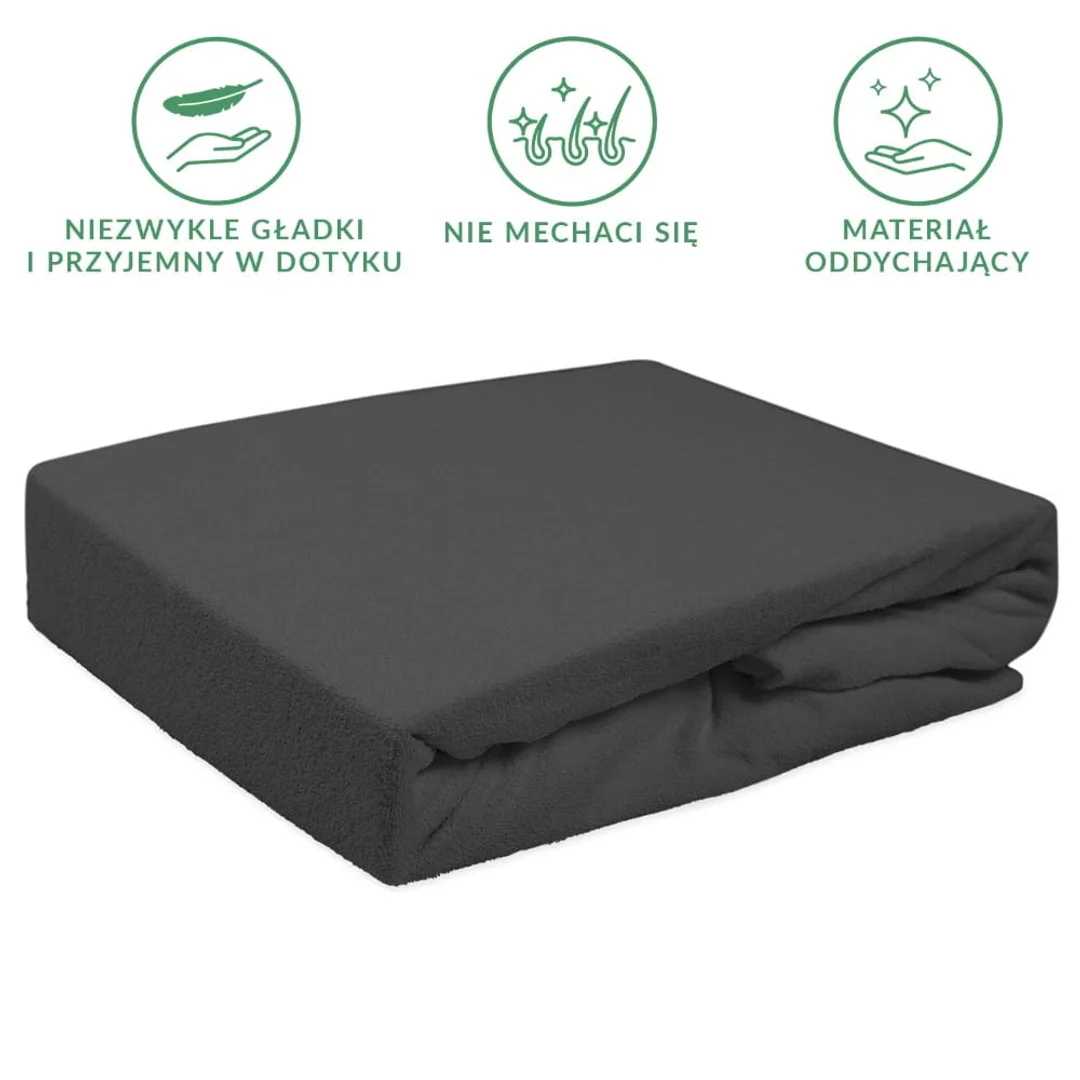 Prześcieradło frotte z gumką 160x200 antracytowe 041 Premium — zdjęcie 2