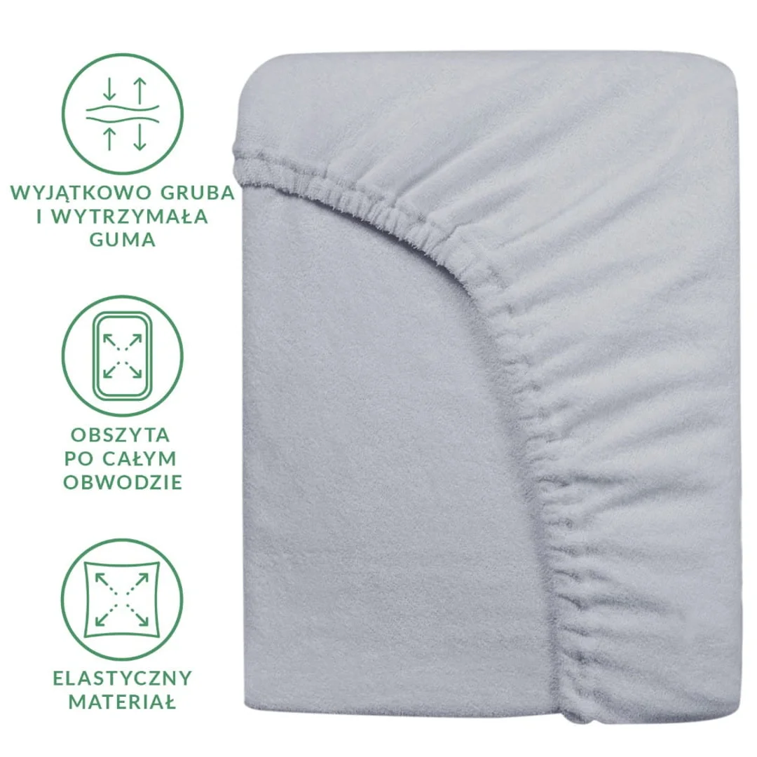Prześcieradło frotte z gumką 160x200 popielate 024 Premium — zdjęcie 3