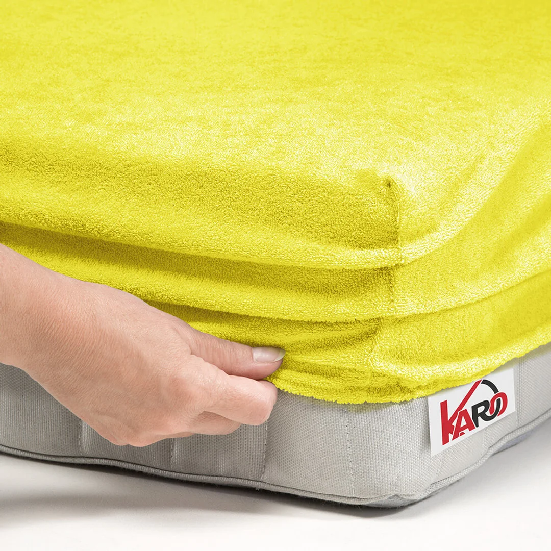 Prześcieradło frotte z gumką 160x200 żółte cytrynowe 004 grube 200g/m2 KARO — zdjęcie 2
