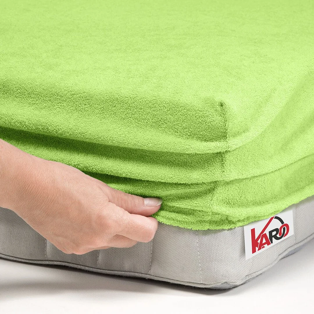 Prześcieradło frotte z gumką 80x160 limonkowe 058 grube 200g/m2 KARO — zdjęcie 2