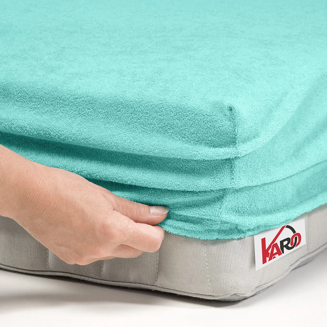 Prześcieradło frotte z gumką 80x160 miętowe 054 grube 200g/m2 KARO — zdjęcie 2