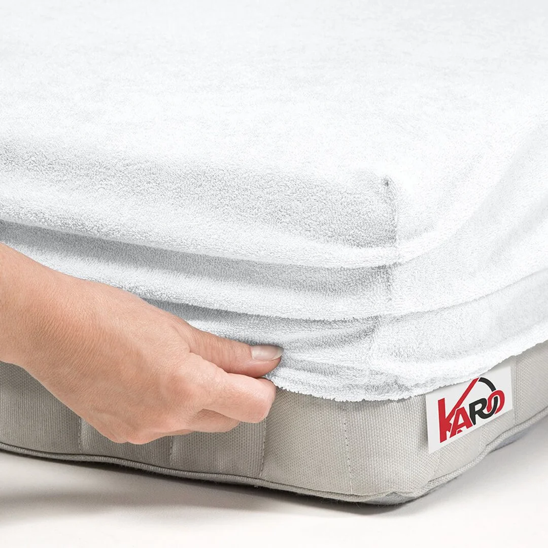 Prześcieradło frotte z gumką 80x200 białe 001 grube 200g/m2 KARO — zdjęcie 2