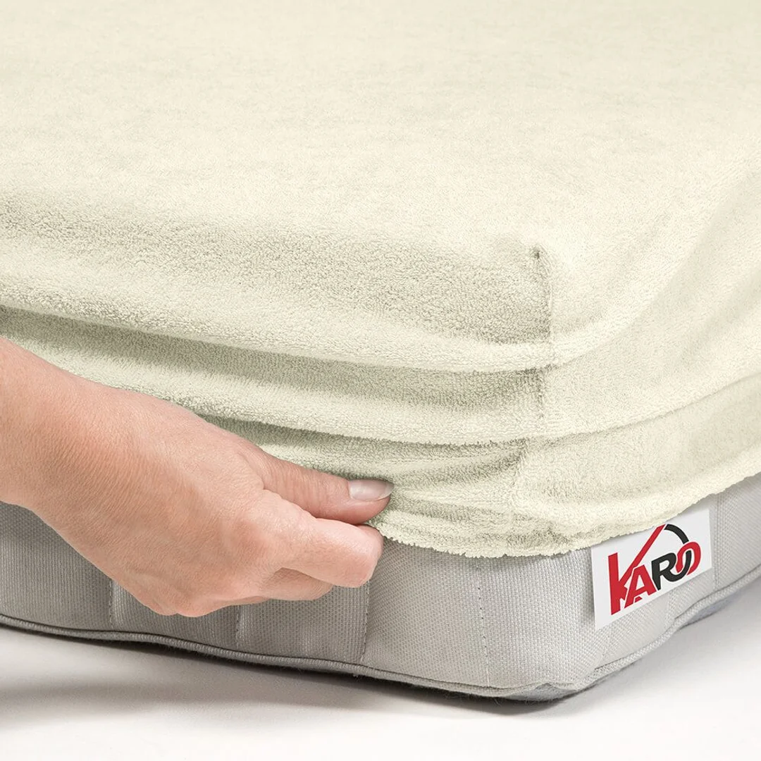 Prześcieradło frotte z gumką 80x200 ekri 002 grube 200g/m2 KARO — zdjęcie 2