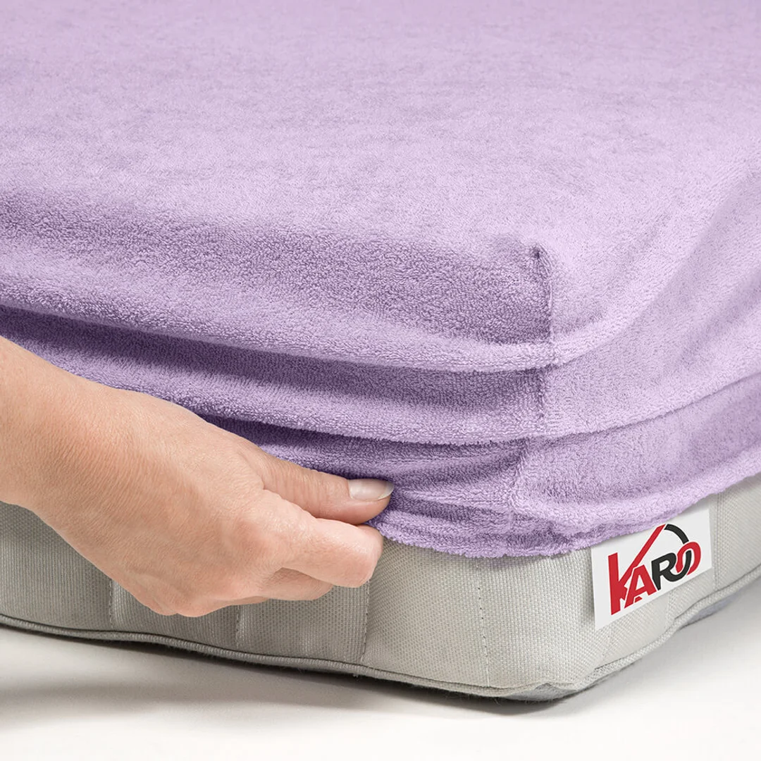 Prześcieradło frotte z gumką 80x200 wrzosowe 036 grube 200g/m2 KARO — zdjęcie 2