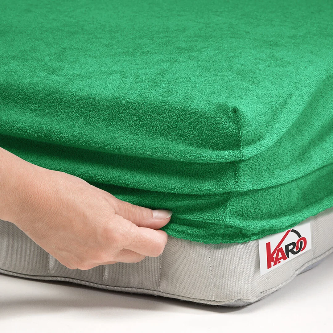 Prześcieradło frotte z gumką 80x200 zielone trawiaste 049 grube 200g/m2 KARO — zdjęcie 2