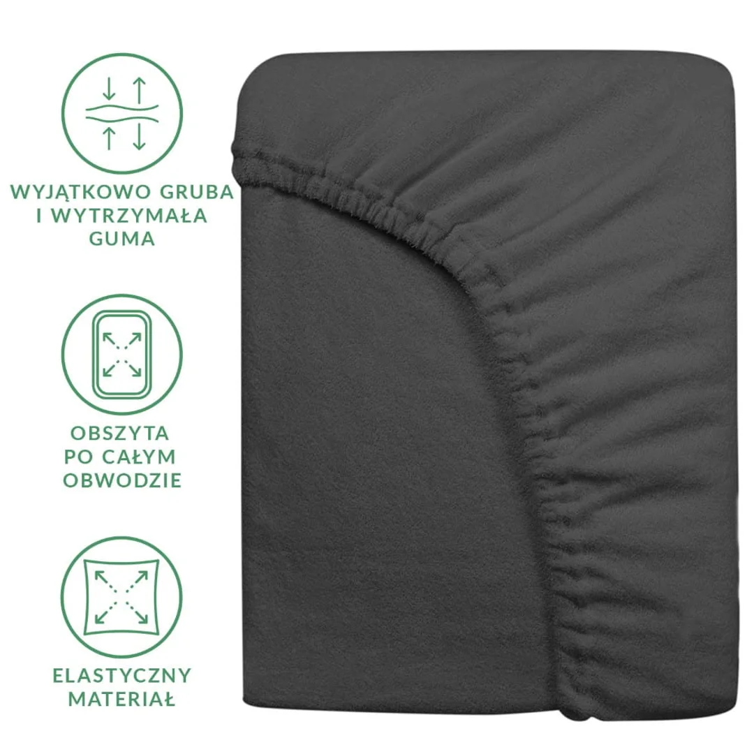 Prześcieradło frotte z gumką 90x200 antracytowe 041 Premium — zdjęcie 3