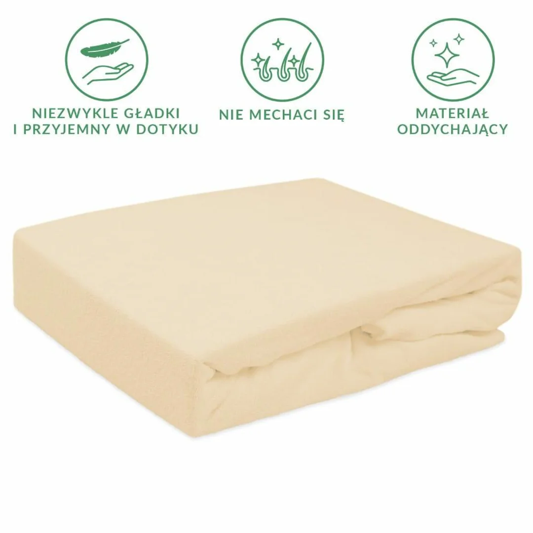 Prześcieradło frotte z gumką 90x200 beżowe jasne 047 Premium — zdjęcie 4