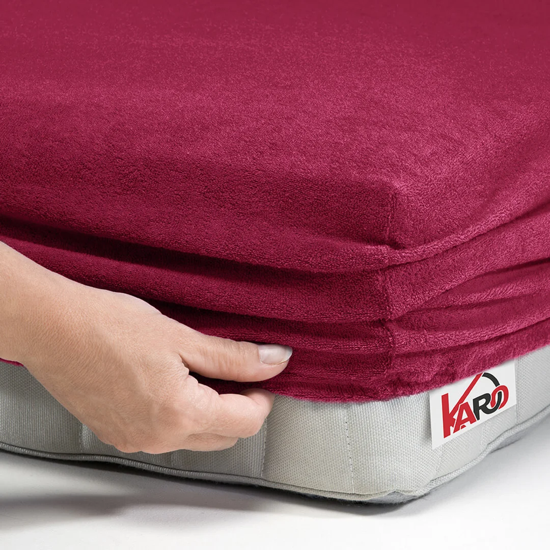 Prześcieradło frotte z gumką 90x200 buraczane 066 grube 200g/m2 KARO — zdjęcie 2