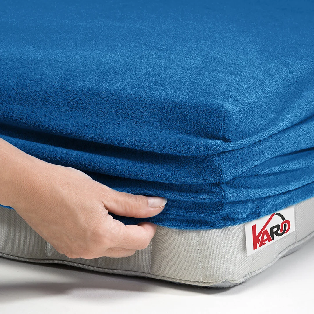 Prześcieradło frotte z gumką 90x200 chabrowe 032 grube 200g/m2 KARO — zdjęcie 2