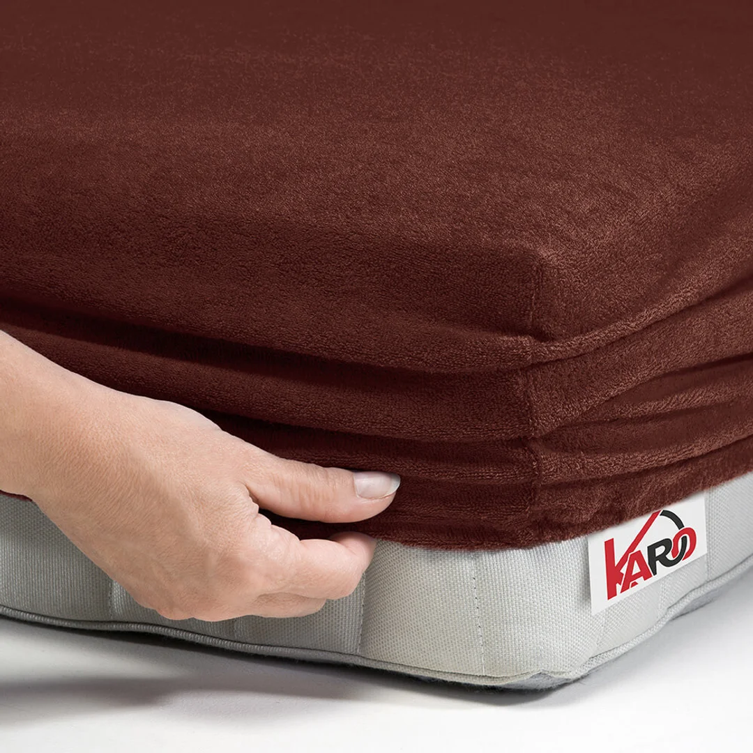 Prześcieradło frotte z gumką 90x200 czekoladowe 042 grube 200g/m2 KARO — zdjęcie 2