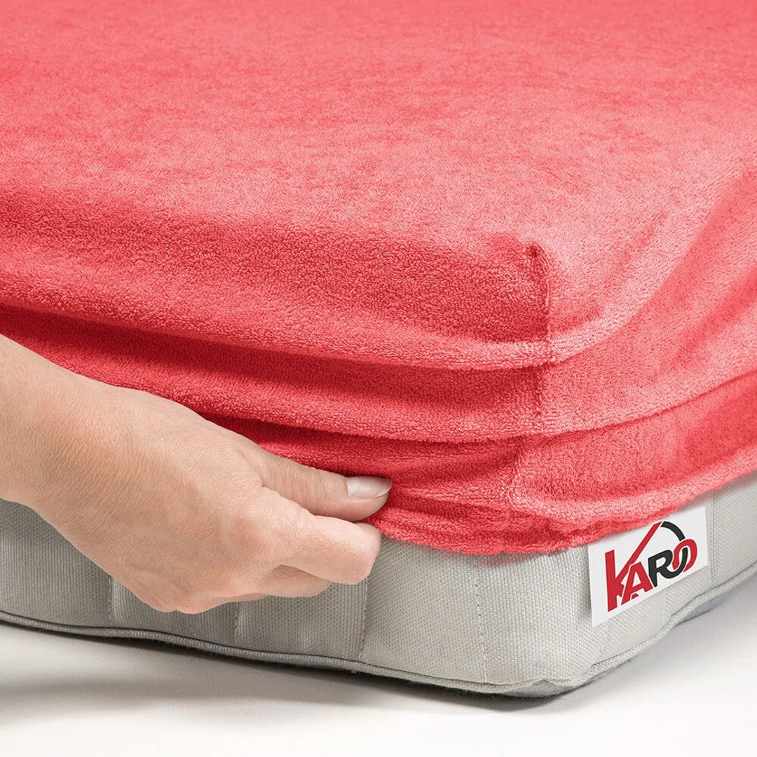 Prześcieradło frotte z gumką 90x200 malinowe 046 grube 200g/m2 KARO — zdjęcie 2