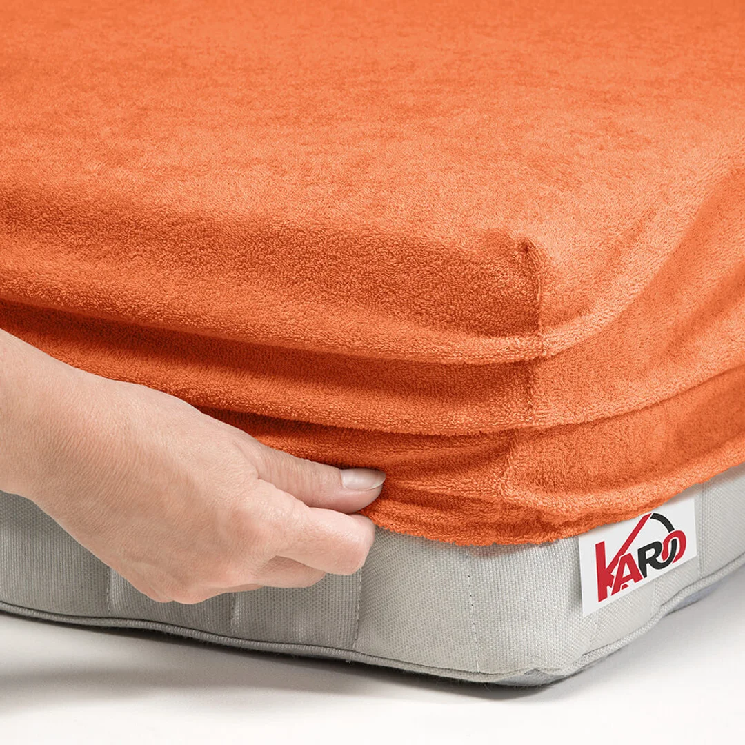 Prześcieradło frotte z gumką 90x200 rude terra 025 grube 200g/m2 KARO — zdjęcie 2