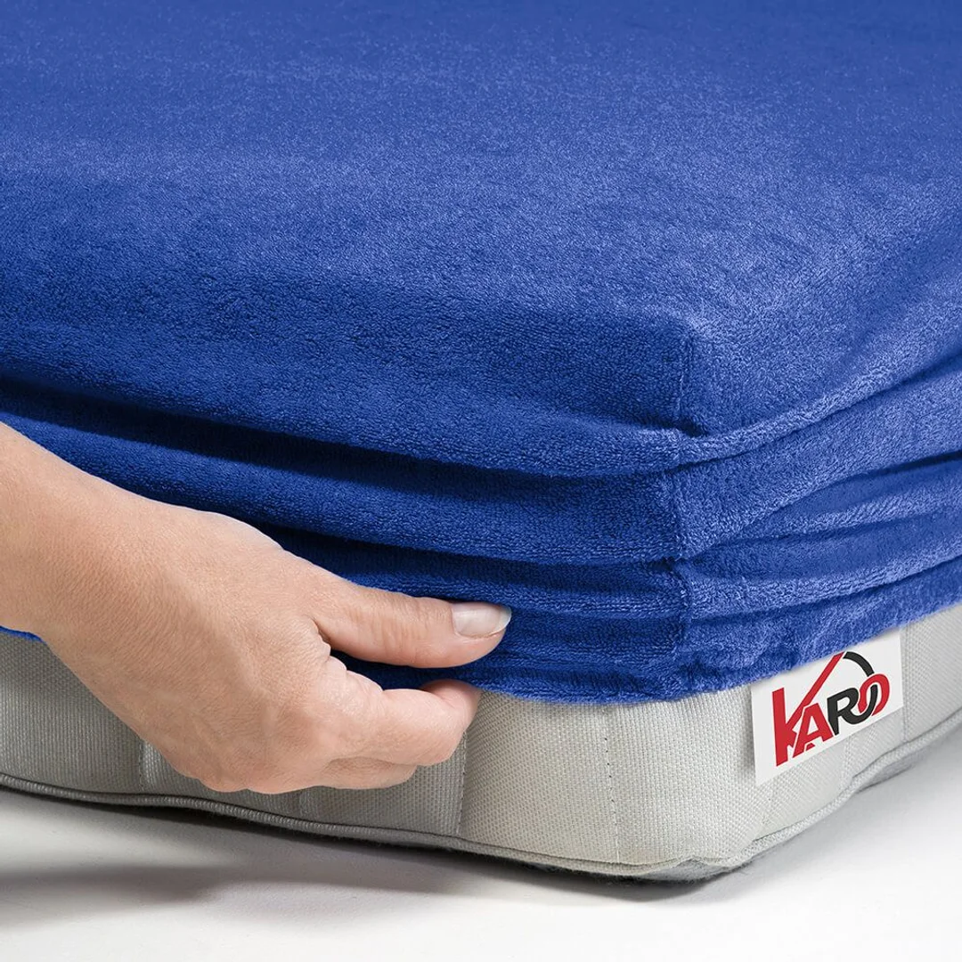 Prześcieradło frotte z gumką 90x200 szafirowe 029 grube 200g/m2 KARO — zdjęcie 2