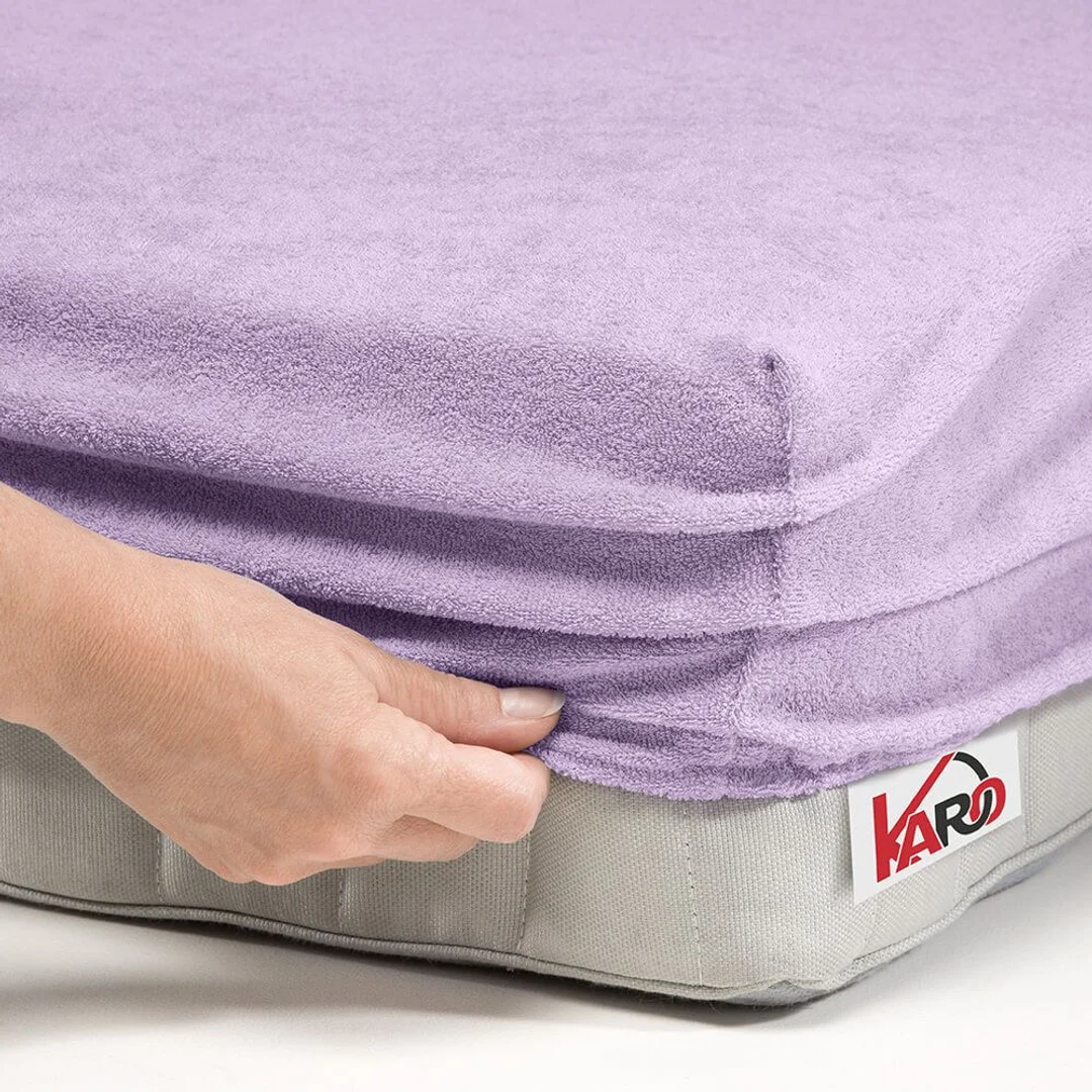 Prześcieradło frotte z gumką 90x200 wrzosowe 036 grube 200g/m2 KARO — zdjęcie 2