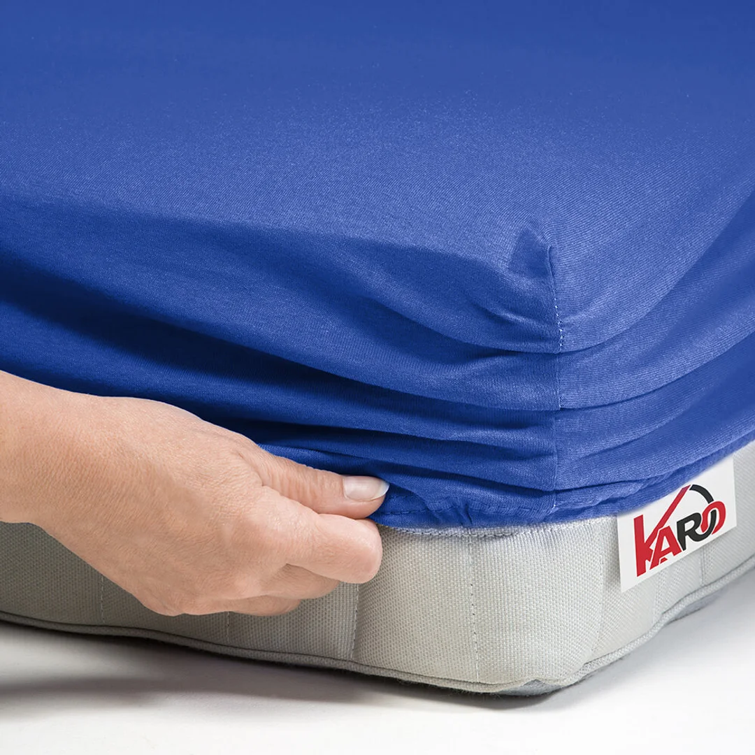 Prześcieradło jersey z gumką 140x200 szafirowe 029 grube 150g/m2 KARO — zdjęcie 2
