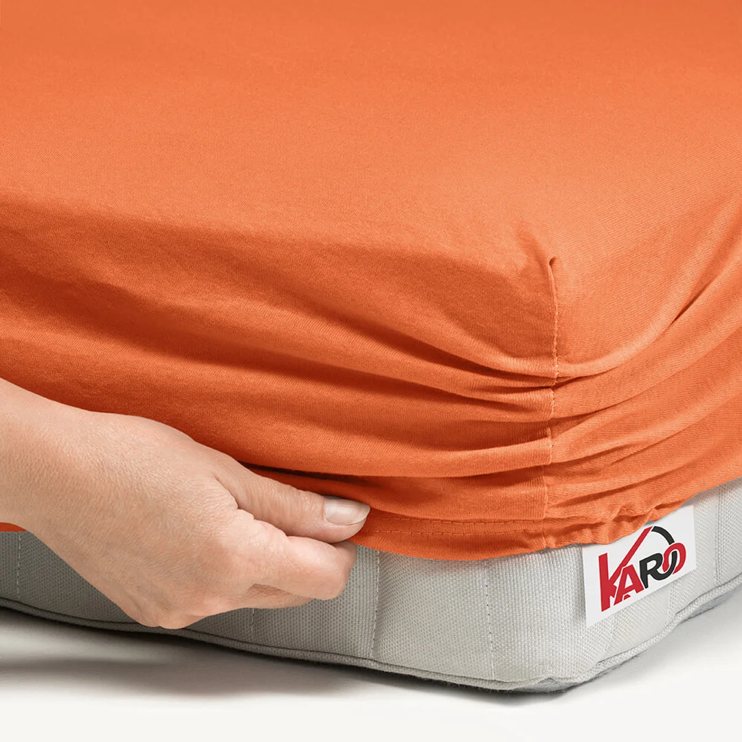 Prześcieradło jersey z gumką 160x200 rude terra 025 grube 150g/m2 KARO — zdjęcie 2