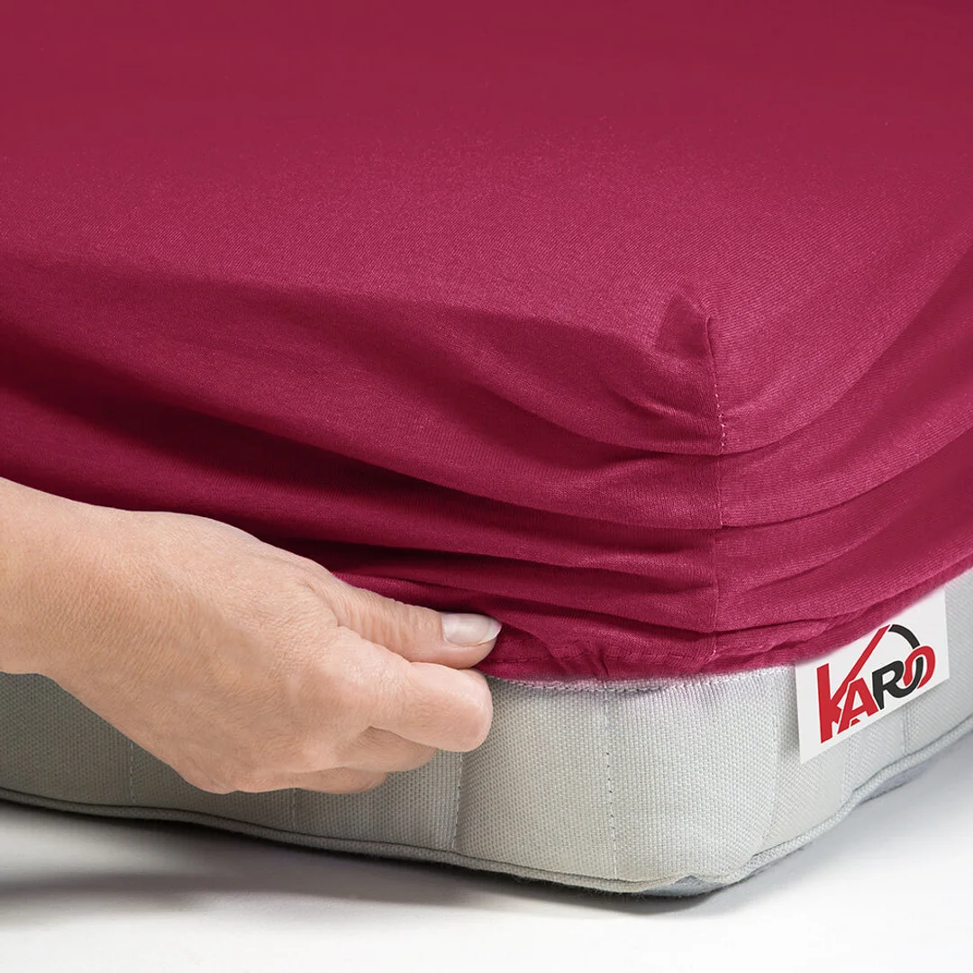 Prześcieradło jersey z gumką 60x120 buraczane 066 grube 150g/m2 KARO — zdjęcie 2