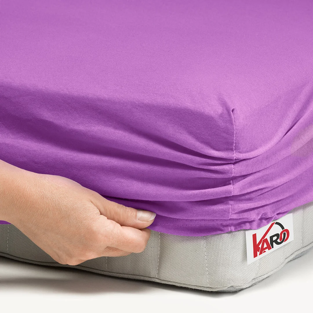 Prześcieradło jersey z gumką 60x120 fuksja 062 grube 150g/m2 KARO — zdjęcie 2