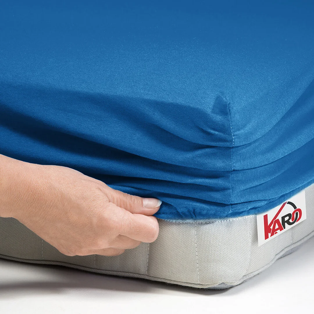 Prześcieradło jersey z gumką 90x200 chabrowe 032 grube 150g/m2 KARO — zdjęcie 2