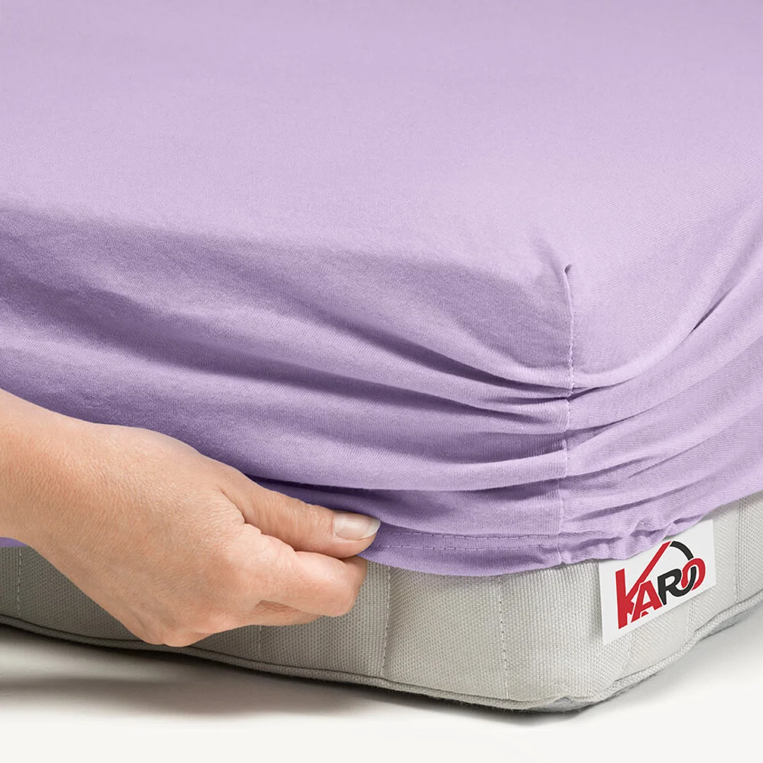 Prześcieradło jersey z gumką 90x200 wrzosowe 036 grube 150g/m2 KARO — zdjęcie 2