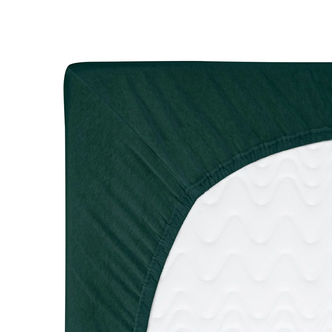Prześcieradło jersey z gumką 90x200 zielone butelkowe 036 Constance KARO — zdjęcie 2