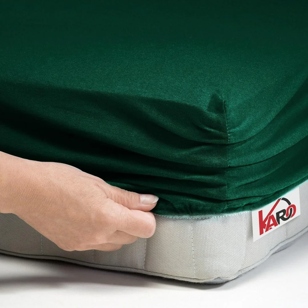 Prześcieradło jersey z gumką 90x200 zielone butelkowe 074 grube 150g/m2 KARO — zdjęcie 2