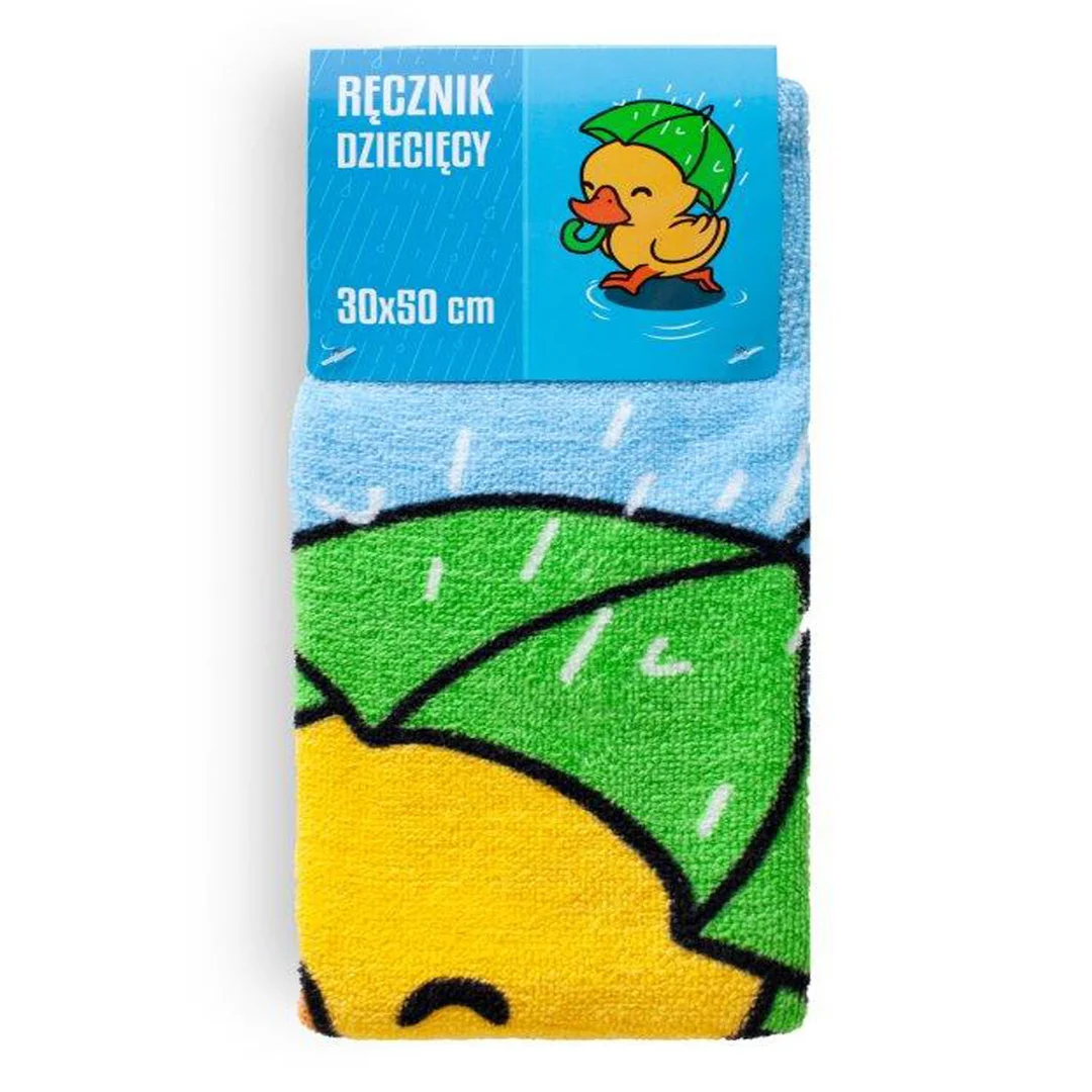 Ręczniczek do przedszkola 30x50 Kaczuszka niebieski żółty zielony bawełniany 350g/m2 — zdjęcie 3