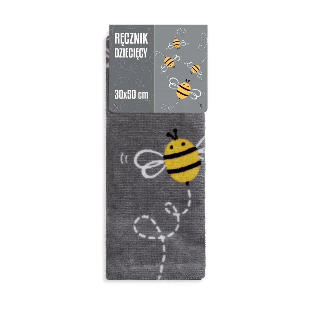 Ręczniczek do przedszkola 30x50 Kids 001 szary pszczółki bawełniany 350g/m2 — zdjęcie 3