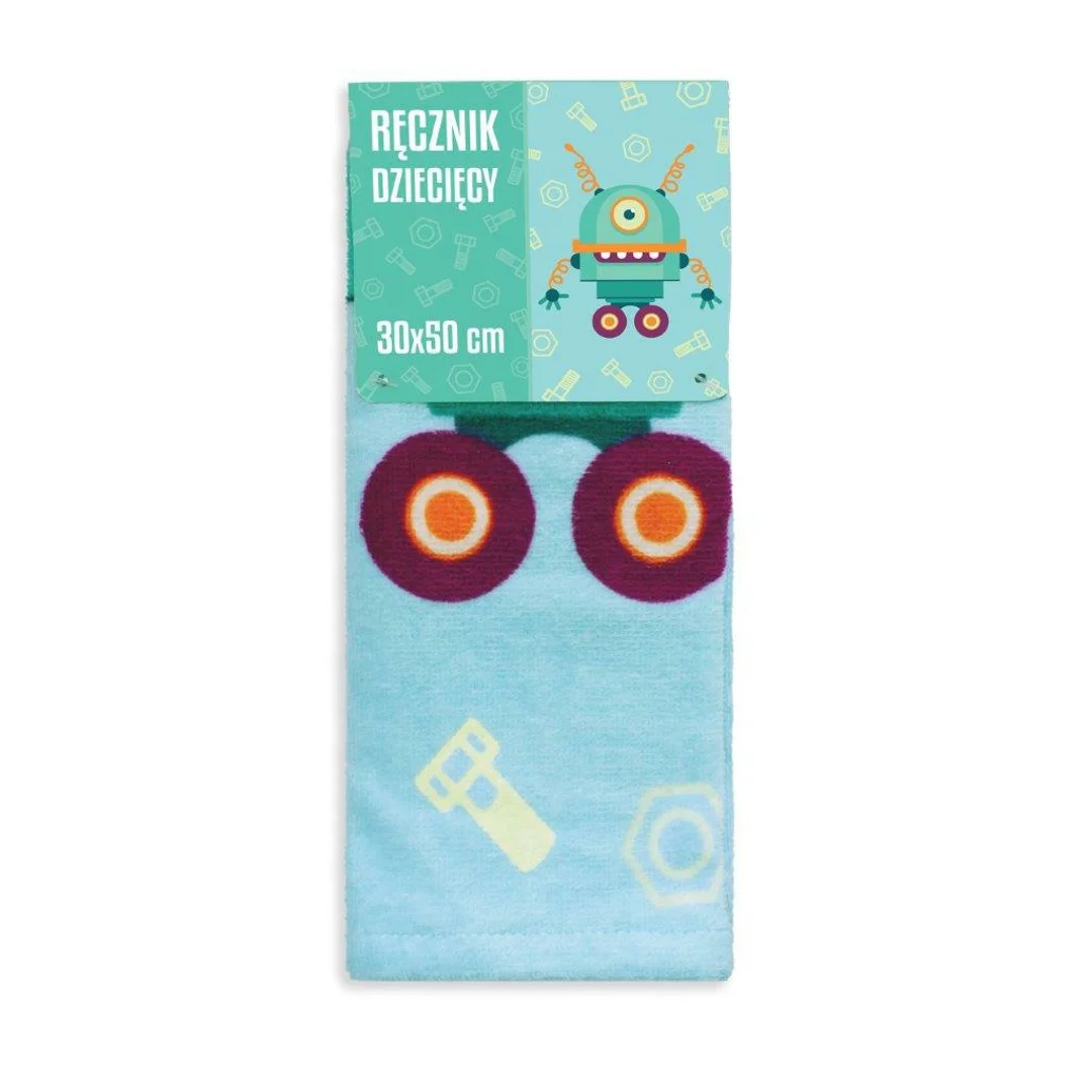 Ręczniczek do przedszkola 30x50 Kids 008 niebieski robot bawełniany 350g/m2 — zdjęcie 3