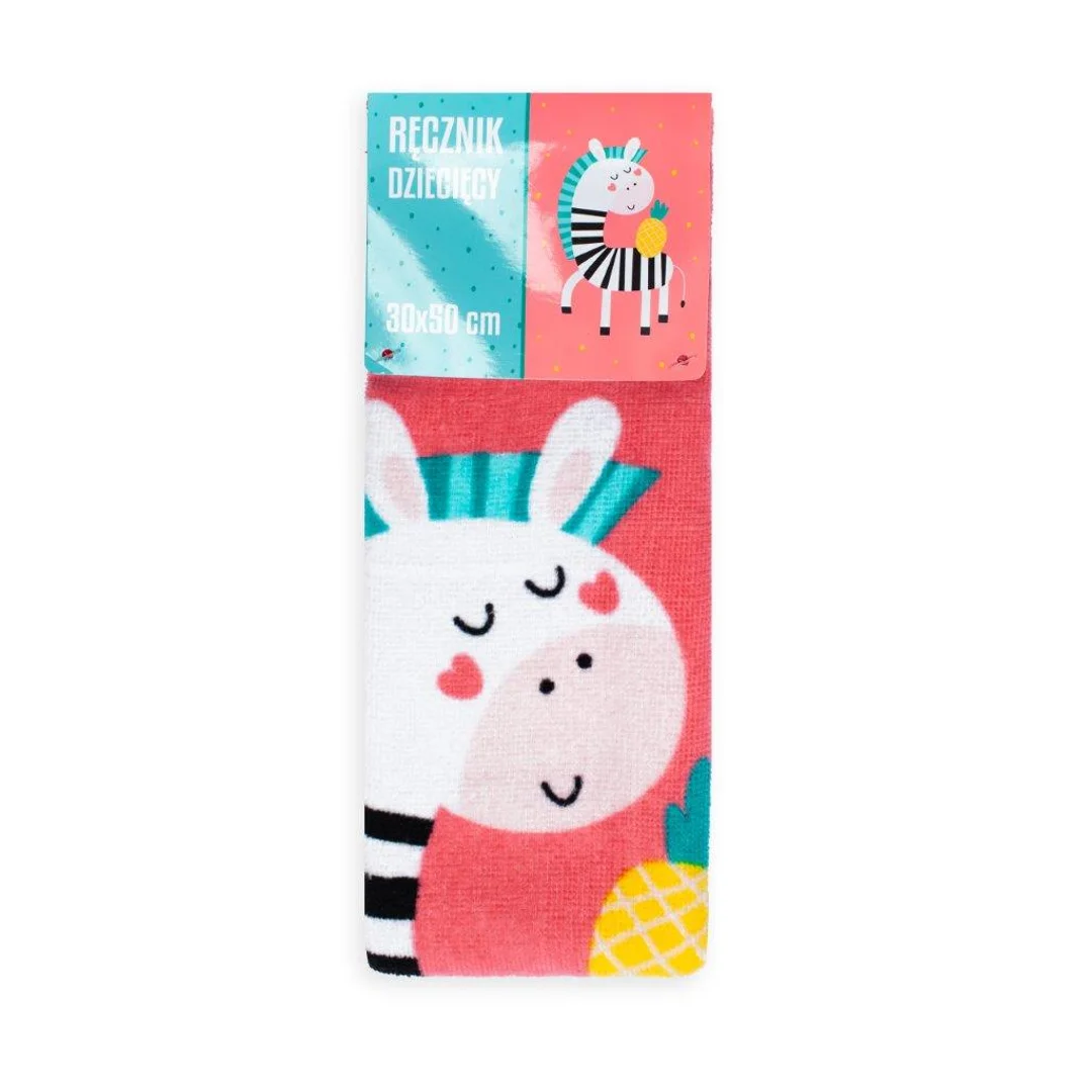 Ręczniczek do przedszkola 30x50 Kids 010 malinowy zebra bawełniany 350g/m2 — zdjęcie 3