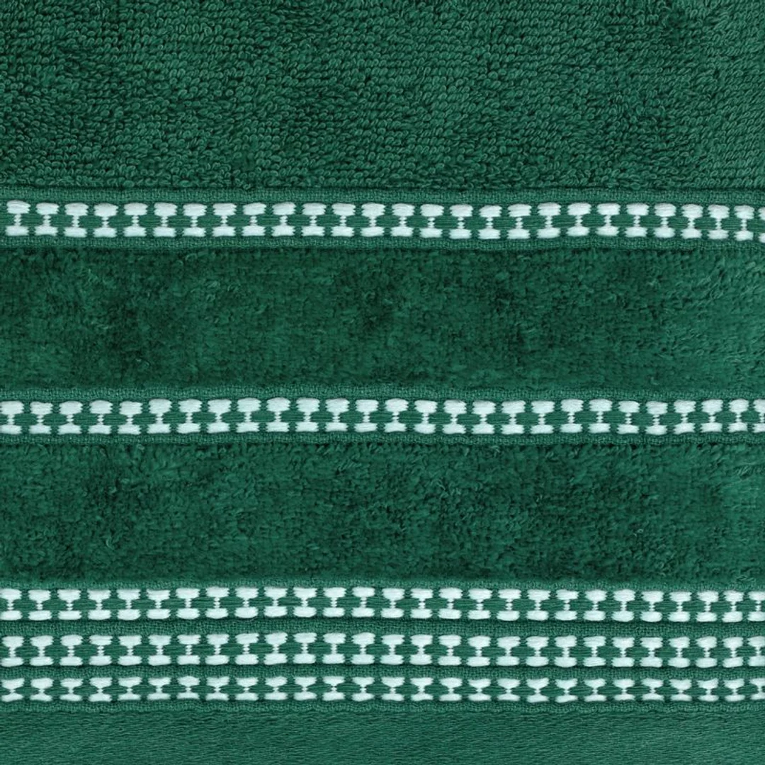 Ręcznik 50x90 Amanda zielony ciemny z ozdobną welurową bordiurą w pasy frotte 500 g/m2 Eurofirany — zdjęcie 2