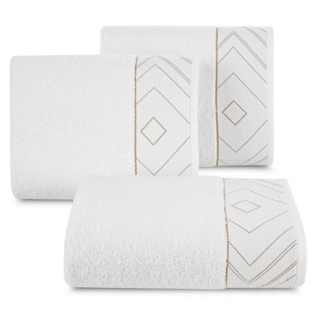 Ręcznik 50x90 Blanka 9 biały złoty geomatria 500g/2 frotte Limited Collection Eurofirany — zdjęcie 3
