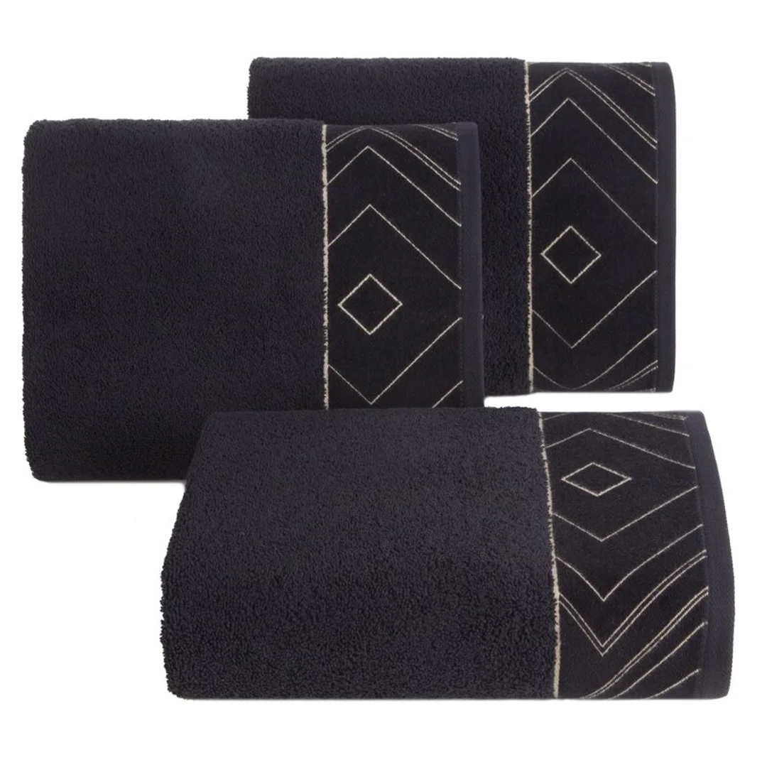 Ręcznik 50x90 Victoria 9 czarny złoty geometria 500g/2 frotte Limited Collection Eurofirany — zdjęcie 2