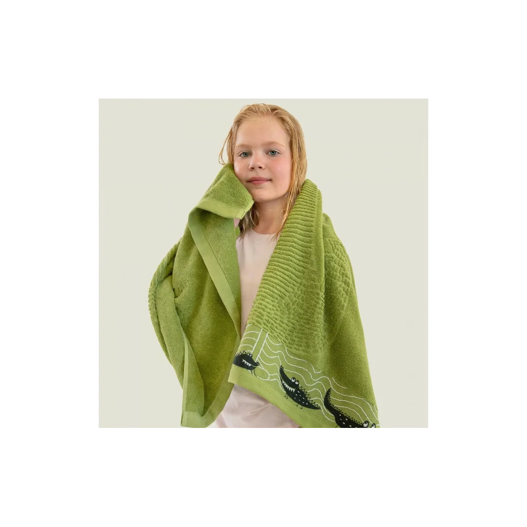 Ręcznik 70x130 Crocco krokodyl zielony 400g/m2 frotte bawełniany dziecięcy Zwoltex — zdjęcie 2
