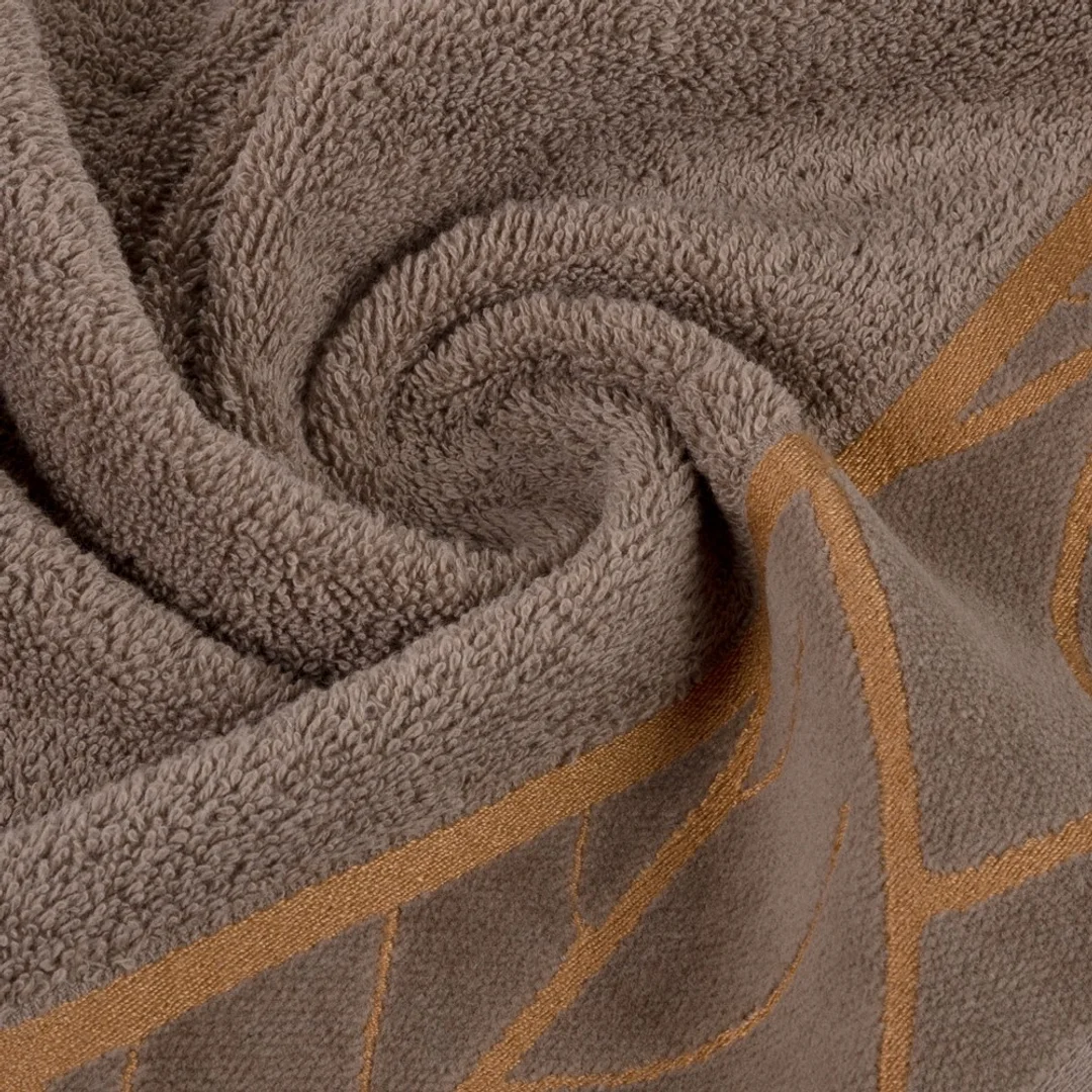Ręcznik 70x140 Alisma 2 brązowy jasny liście 500g/m2 frotte Limited Collection Eurofirany — zdjęcie 2