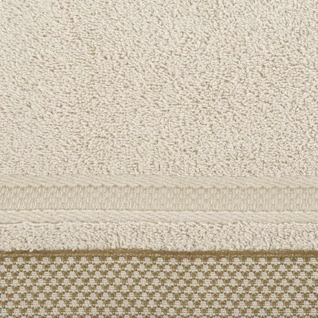 Ręcznik 70x140 Kinga beżowy z ozdobną bordiurą w pasy 485g/m2 frotte Eurofirany — zdjęcie 2