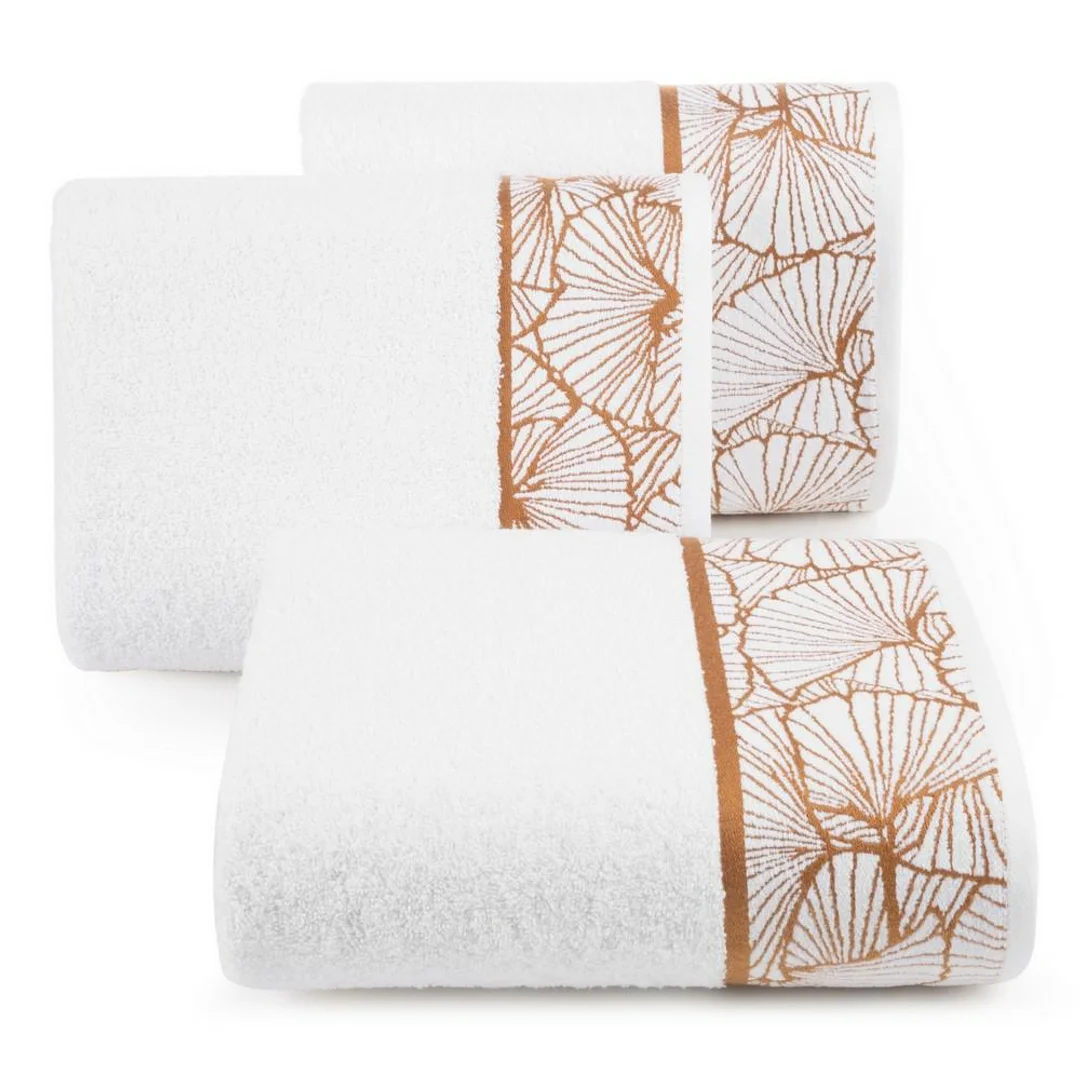 Ręcznik 70x140 Luna 3 biały liście miłorzębu 500g/2 frotte Limited Collection Eurofirany — zdjęcie 4