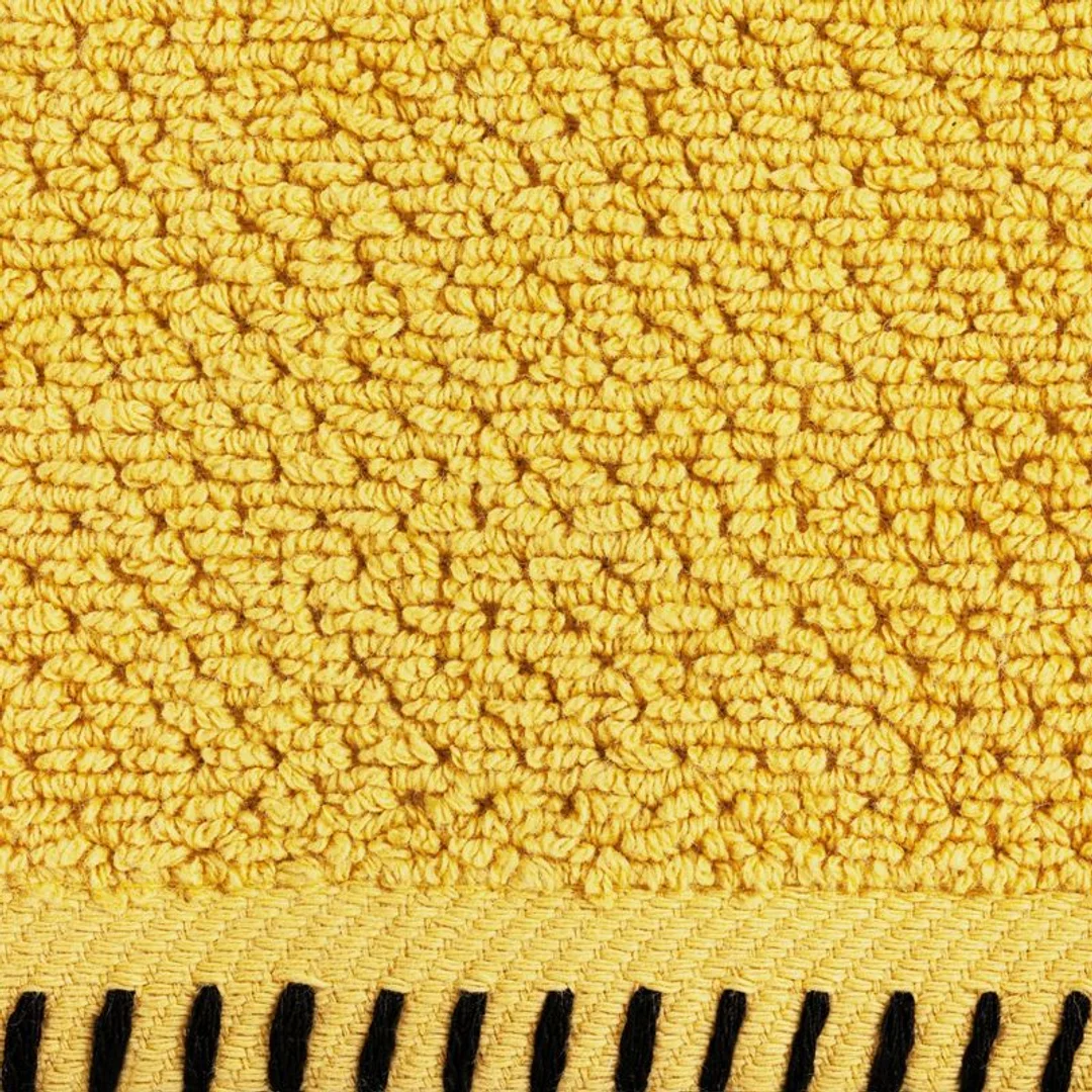 Ręcznik 70x140 Mabel musztardowy z kontrastującym obszyciem krawędzi frotte 500 g/m2 Eurofirany — zdjęcie 3