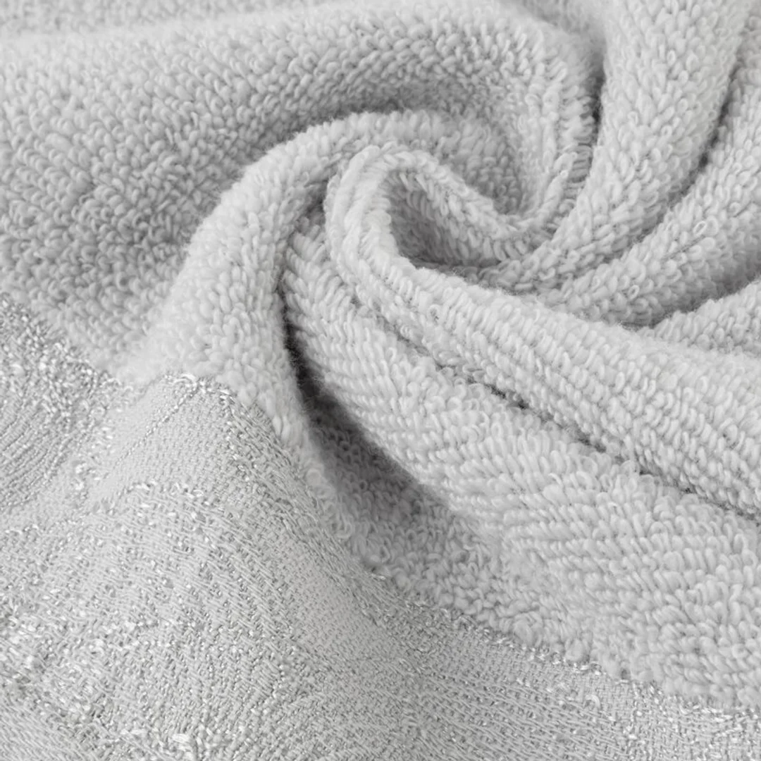 Ręcznik Agis 50x90 srebrny liście frotte 400g/m2 Eurofirany — zdjęcie 3