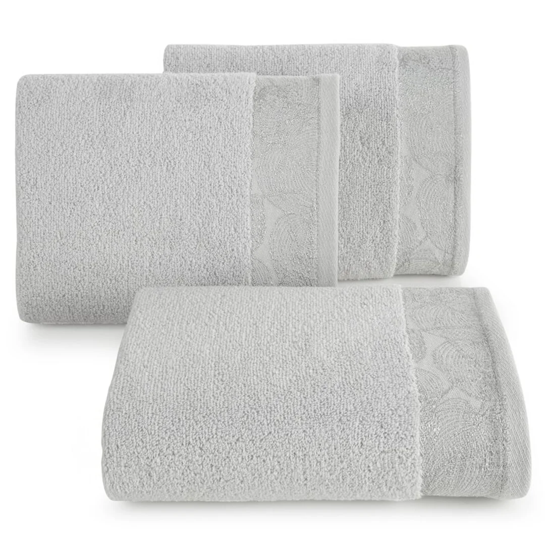 Ręcznik Agis 50x90 srebrny liście frotte 400g/m2 Eurofirany — zdjęcie 4