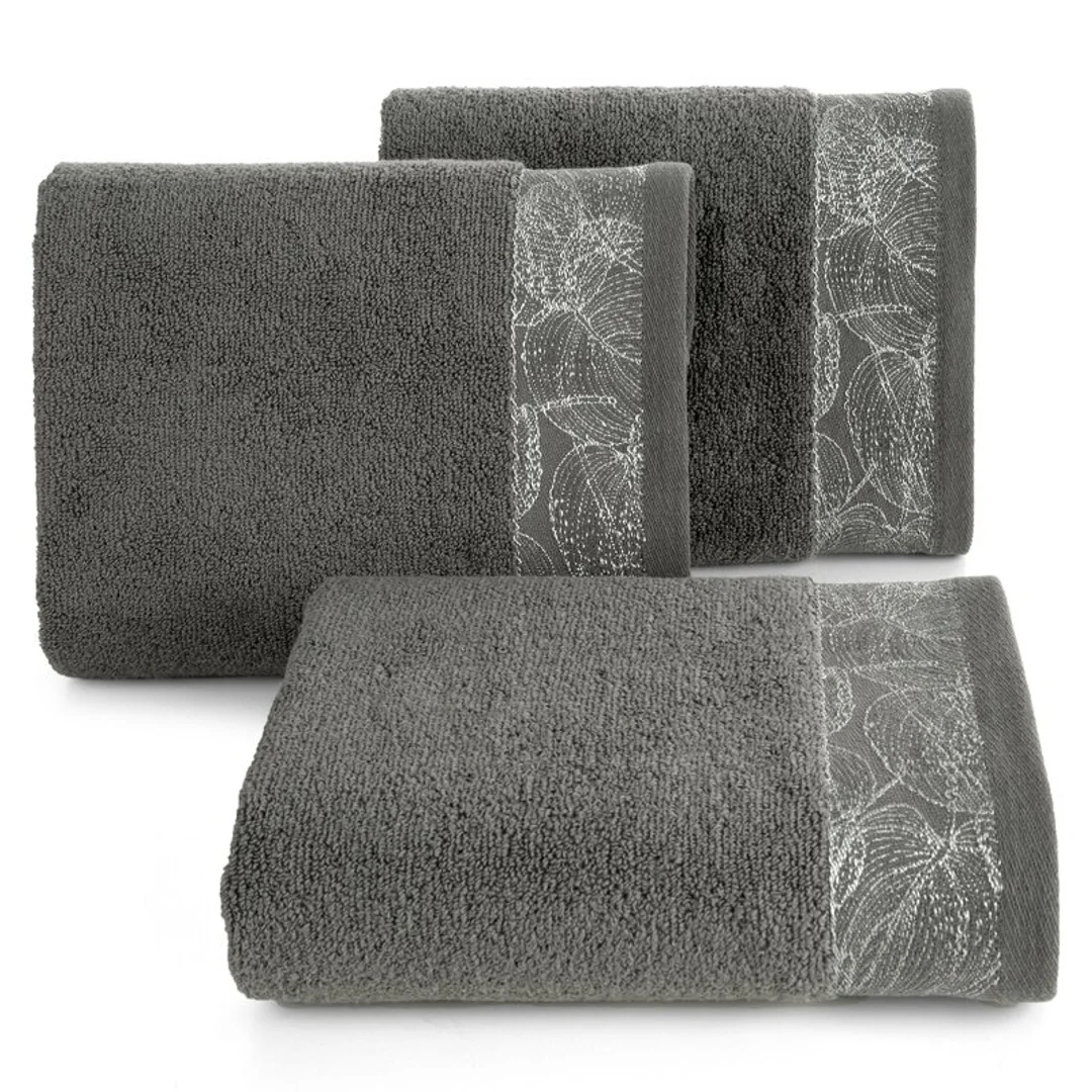 Ręcznik Agis 50x90 stalowy liście frotte 400g/m2 Eurofirany — zdjęcie 4