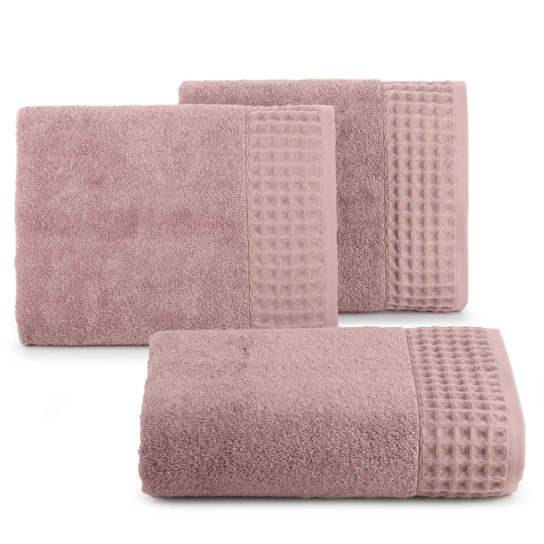 Ręcznik Avinion 50x90 liliowy frotte z ozdobną bordiurą z wzorem wafla 500 g/m2 Terra Collection Eurofirany — zdjęcie 2