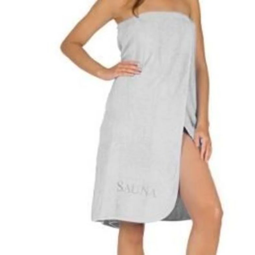 Ręcznik do sauny 80x150 Sauna kremowy 02 haftowany napis 100% bawełna — zdjęcie 2