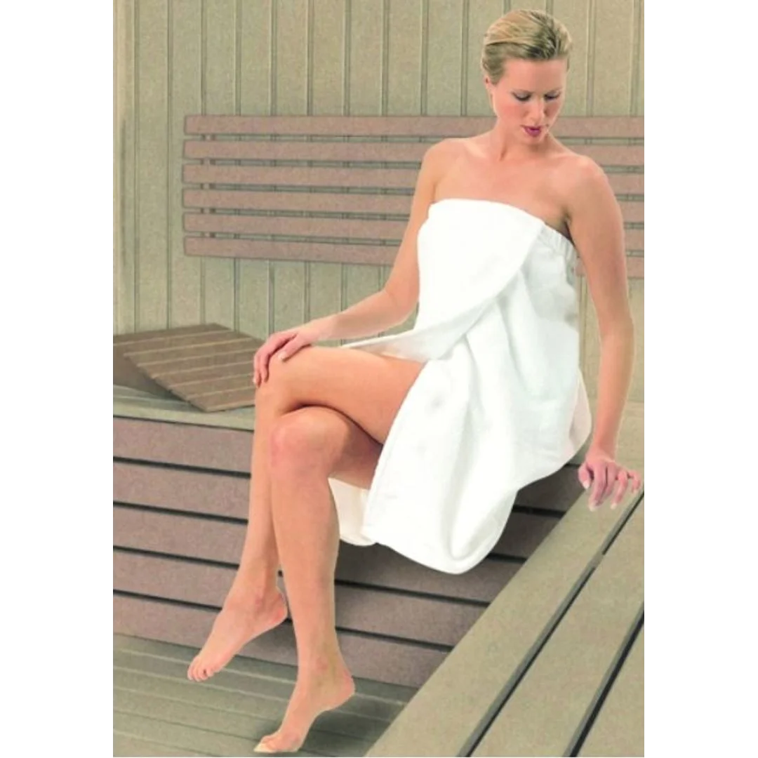 Ręcznik do sauny 80x150 Sauna kremowy 02 haftowany napis 100% bawełna — zdjęcie 3