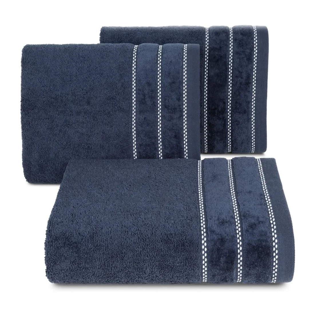Ręcznik Dona 50x90 10 granatowy z welurową bordiurą frotte 500 g/m2 Eurofirany — zdjęcie 2